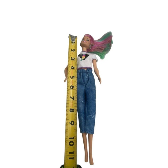 BARBIE Long Rainbow Leopard Hair Side Shaved Color Reveal for OOAK 11” - Picture 15 of 15